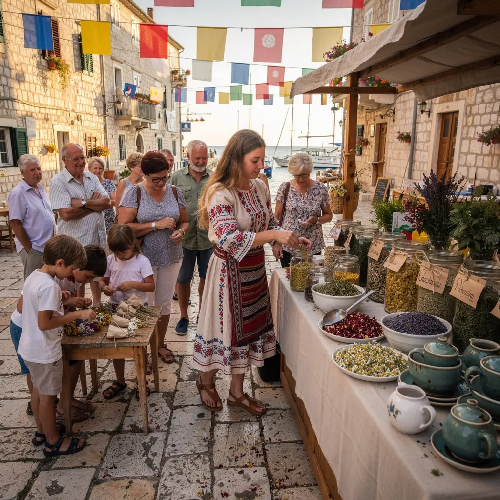 Ručni rad umjetnika, keramika za posluživanje čaja s hrvatskim motivima.
